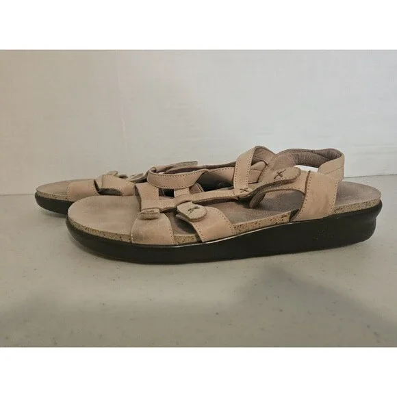 SAS Tripad Comfort Sorrento Linen Ivory Beige Leather Strappy Sandals Size 11 - Picture 5 of 8